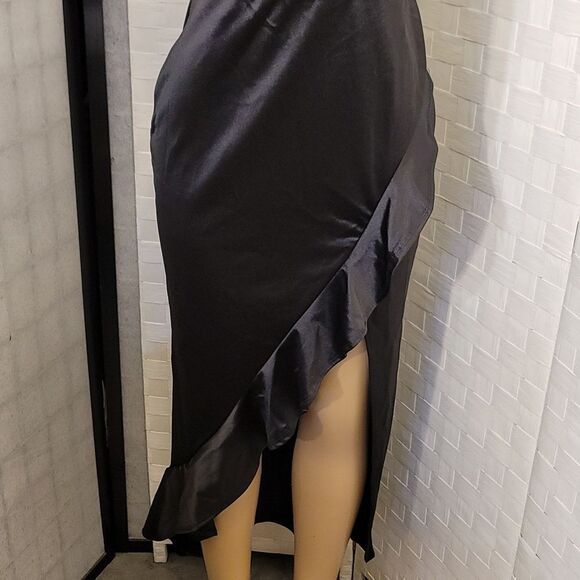 BRAND NEW E.L.H STUDIO HIGH LOW RUFFLE HEM SATIN DRESS - Picture 12 of 14